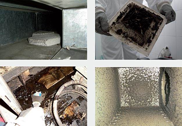Przykłady zanieczyszczeń elementów instalacji klimatyzacyjno-wentylacyjnej