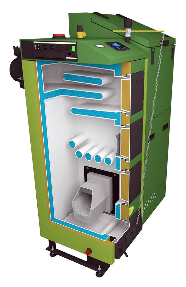 FOT. 4. Przekrój kotła SLIM z palnikiem MULTI FLAME na pelety. Fot.: SAS