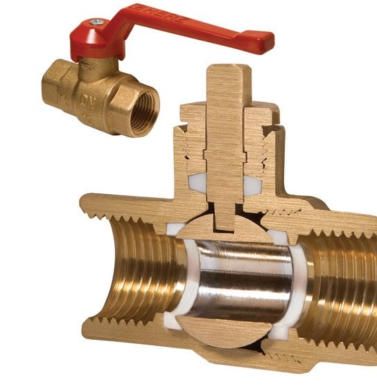 Przekrój zaworu kulowego Herz.