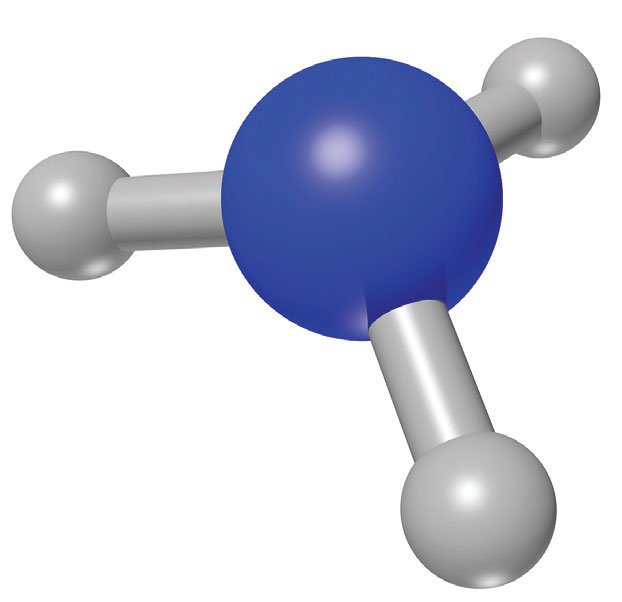 Fot. 3. Cząsteczka NH3 czyli amoniaku - naturalnego czynnika chłodniczego o zerowym GWP i ODP. Fot. PIXABAY.COM