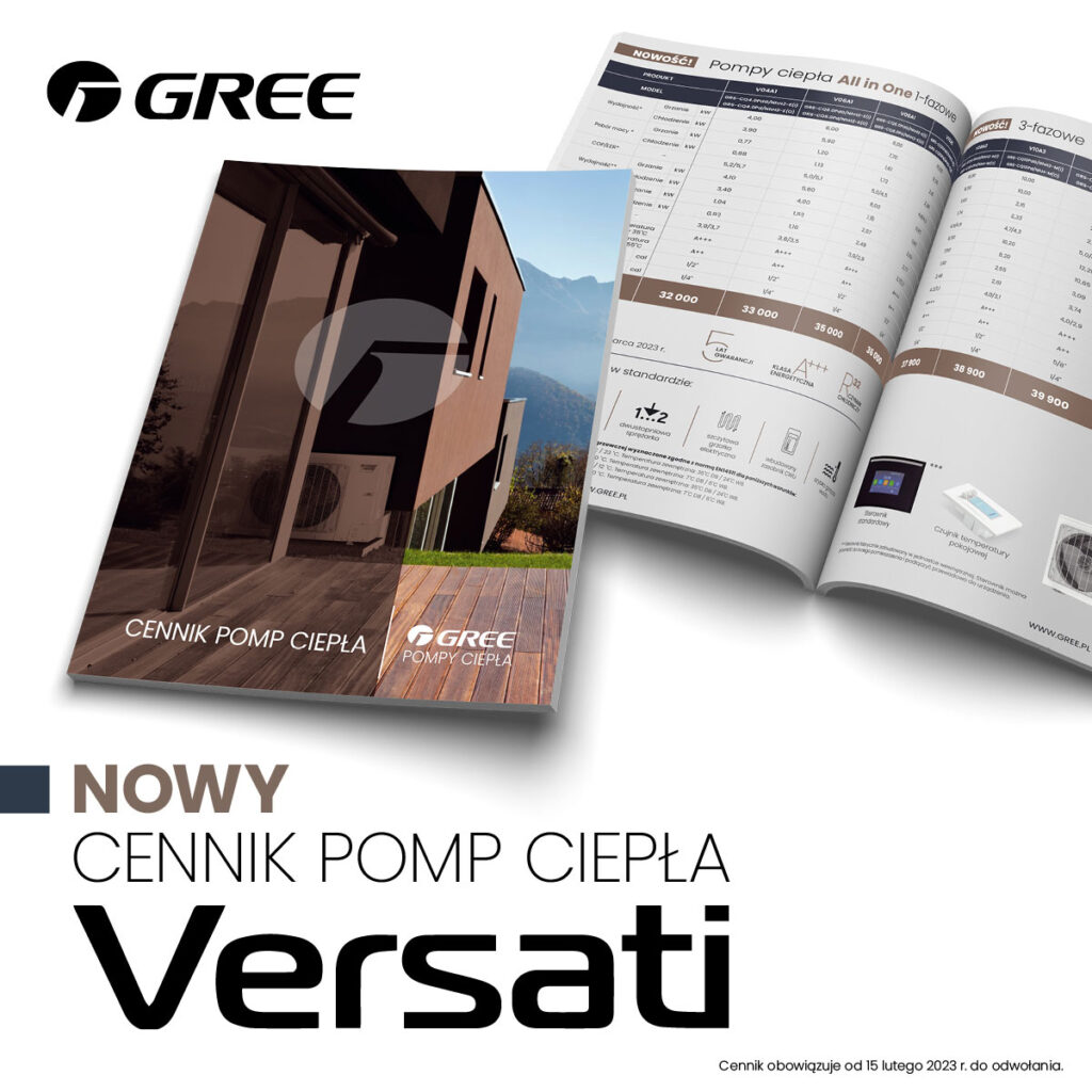 Cennik POMPY CIEPŁA 2023 – Nowości w ofercie GREE VERSATI