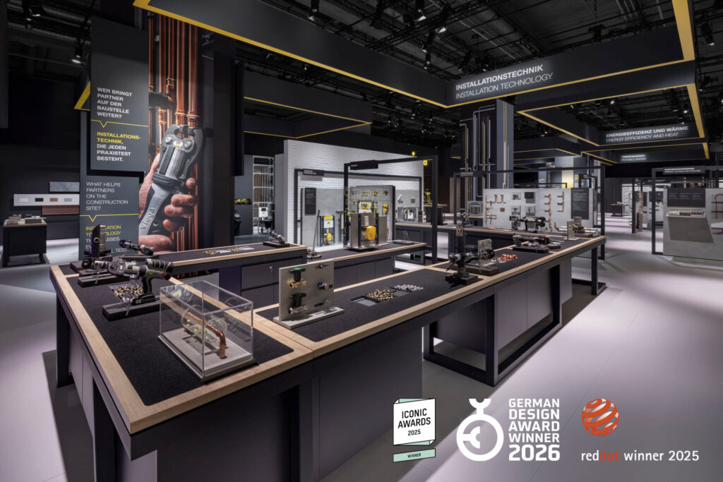 Stoisko targowe Viega wyróżnione prestiżowymi nagrodami za wzornictwo - Red Dot Award, German Design Award i Iconic Award